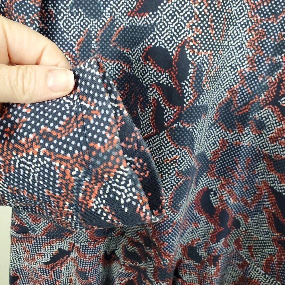 Tory Burch Dahlia‎ Dress Size M Long Sleeve Navy Floral Drop Waist Pima Cotton